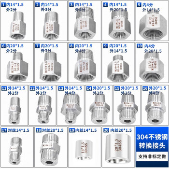 匡建仪表（CONJANT）304 压力表专用不锈钢转换接头 对丝补芯 内20*1.5转外14*1.5