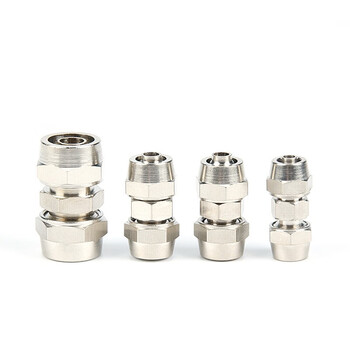 誉力 金属铜快拧接头气管快速接头直通 KNPU管 4mm-4mm