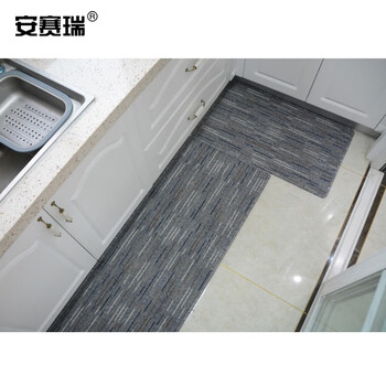 安赛瑞 厨房地垫 洗手间浴室防滑垫 长条脚垫吸水门垫 条纹灰色 长50cm宽80cm 700626