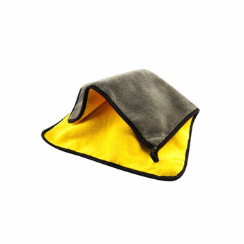 劳保佳 超细纤维加厚洗车毛巾 高密珊瑚绒毛巾 黄灰色 高密款30×30【约50克】