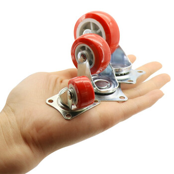 海斯迪克 HK-5022 红色pp肥仔脚轮 轻型家具推车板车工业轻型机械定向小轮子 1.5寸定向轮（4个）