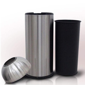 迪恩斯（DEANS）不锈钢奶茶店垃圾桶大号商用公共场合咖啡店铺公用商场餐厅圆形无盖垃圾筒 