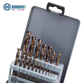 宝合(BOOHER)19件套高速钢含钴直柄麻花钻 1400302 M35