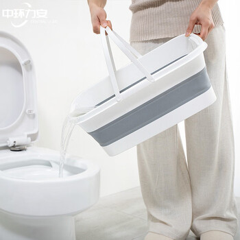 中环力安 灰色 拖把桶长方形压缩折叠便携式塑料加厚拖布桶拖