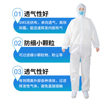 鸣固 防护隔离衣防护服连体拉链式一次性隔离衣防护服全身隔离服（160-180）