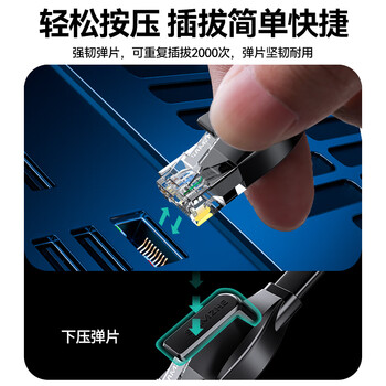 山泽 六类网线 CAT6类千兆纯铜扁平网线 电脑宽带家用监控网络连接成品跳线 黑色2米HBP602