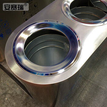 安赛瑞 不锈钢分类垃圾桶 大号环保垃圾桶 30L×4 公园小区户外四分类环卫桶 干湿果皮箱公园清洁箱700018
