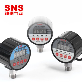 SNS神驰气动数显压力开关控制器数字电子真空智能电接点压力表泵负压气压220V YZ-S80(0-4mpa)/AC220V