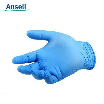 安思尔ANSELL 10-134一次性蓝色丁腈手套舒适型清洁维修护理美容美发食品餐饮加工1盒50双S#