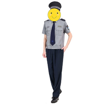 鸣固 保安服 酒店物业小区工作服装 春季柔韧舒适透气职业服  灰短袖 180/2XL