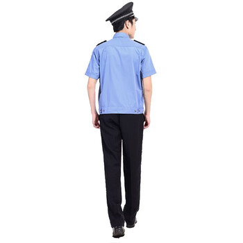 鸣固 保安服 酒店物业小区工作服装 春季柔韧舒适透气职业服 蓝短袖 165/M
