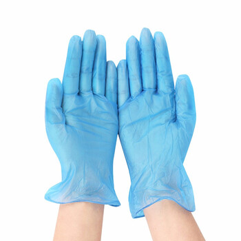 兰诗（LAUTEE）PC2008 一次性手套蓝色耐用手套防水防油污手套非乳胶无粉PVC手套 100只/盒 XL码