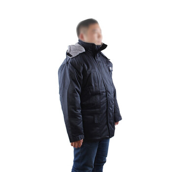 代尔塔 405006 极低温防寒服 PU涂层聚酰胺极低温防寒夹克可脱卸兜帽5个口袋 藏青色 XL码 1件装