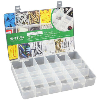 老A LAOA 多功能塑料PP电子元件盒收纳盒螺丝盒24格零件盒储存盒LA911275 275X185X43
