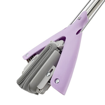 兰诗（LAUTEE）TTB-050 不锈钢伸缩杆胶棉挤水拖把 免手洗胶棉地拖 紫色28厘米