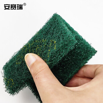 安赛瑞 工业百洁布 除锈抛光抹布清洁布 11.5cm×16.5cm×100片/箱 锅具灶具除锈布 绿色27304
