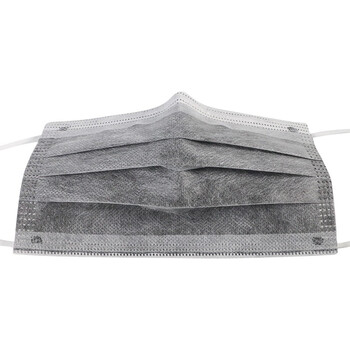 名典上品 活性炭口罩 四层防护 含熔喷层 透气防尘防飞沫 无纺布 灰色 独立包装 50只