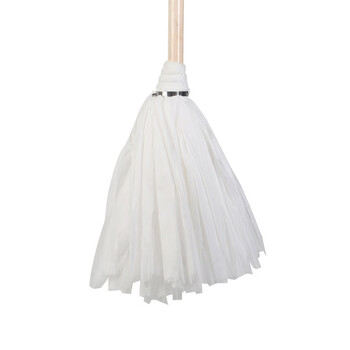 者也 棉线老式拖把 圆头木杆不锈钢箍老式墩布吸水拖布加粗木杆加厚棉线拖把 蓝棉线拖把