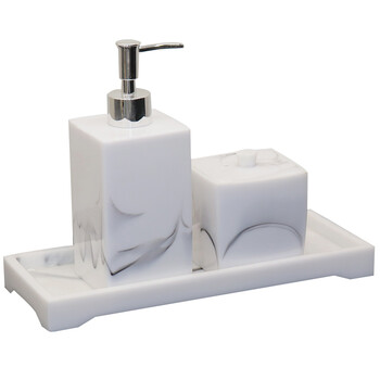 兰诗（LAUTEE）LH8004 卫浴洗手液瓶三件组合装酒店洗发水浴室沐浴露分装瓶按压瓶皂液器乳液空瓶 黑仿500ml