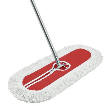 兰诗（LAUTEE）GJ-0128 螺丝扣款大号钢杆尘推 商用酒店物业平板拖把 红色-90厘米