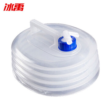 冰禹 BY-7096 5L10L15L 野营户外车载饮水器 便携式透明储水罐 PE折叠水桶便携水壶 15L