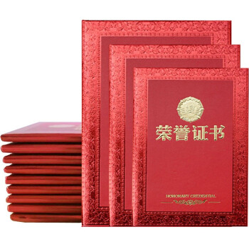 易利丰 10本装烫金带内芯荣誉证书外壳封皮定制全空白奖状纸培训表彰奖励颁奖获奖证书纸可打印纸张内页 （5张装）6开证书配套小A3内芯