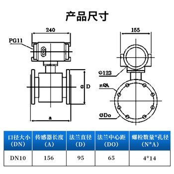匡建仪表（CONJANT）LD型智能电磁流量计 一体式水液体泥浆污水流量计量表 防腐耐酸碱四氟衬里DN10