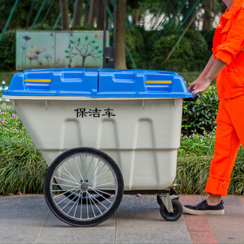 冠峰 草绿色400L 四轮保洁清运车环卫手推车环卫垃圾车大号户外垃圾桶GNG-427