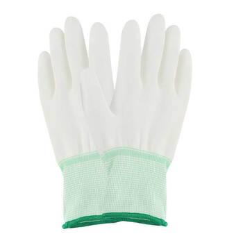 汉盾（HANDUN) HD-GP5013 13针涤纶PU涂层掌浸耐磨透气防滑手套 白色 独立装10付 1打