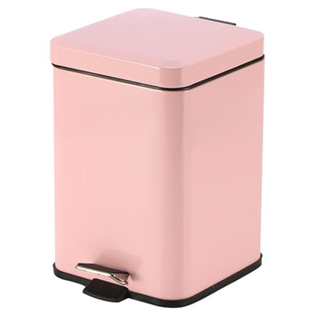兰诗（LAUTEE）LK1021 脚踏式垃圾桶方形卫生间脚踏带盖卫生桶办公室纸篓 金属烤漆 白色6L
