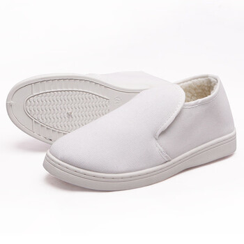 者也 防静电鞋冬季加绒棉鞋电子厂实验室无尘中巾鞋洁净防尘鞋 加绒白色【PVC底】 45码