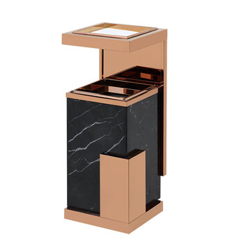庄太太【不锈钢黑石】酒店宾馆大厅电梯口不锈钢大理石带烟缸立式垃圾桶