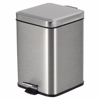 益美得 LK1023 脚踏式垃圾桶方形卫生间脚踏带盖卫生桶办公室纸篓 金属烤漆蓝色12L