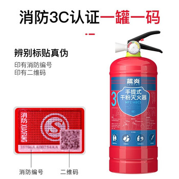 蓝炎 灭火器 干粉灭火器家商两用消防器材 3kg干粉灭火器2具+灭火器箱组合（赠检查卡）