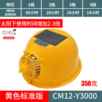 安美尚(ams)  CM12-Y3000 鑫源明太阳能可充电草帽风扇 黄色标准版 1顶