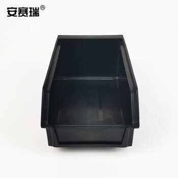 安赛瑞 零件盒 可堆挂背收纳盒 斜口组立式物料盒 电子元件塑料箱235×155×120mm 黑色 16344