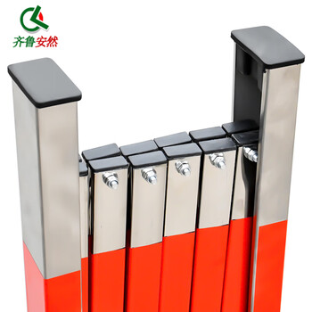 齐鲁安然 不锈钢伸缩围栏 施工护栏 可移动式隔离收缩围挡门 隔栏【不锈钢 不带轮】可伸缩至2.5米