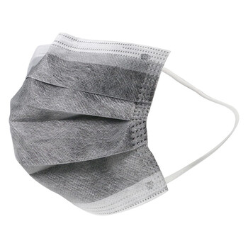 名典上品 活性炭口罩 四层防护 含熔喷层 透气防尘防飞沫 无纺布 灰色 独立包装 50只