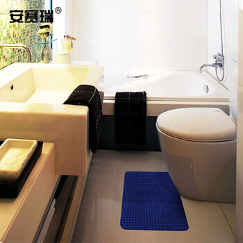 安赛瑞 马桶地垫 卫生间防滑坐便器地垫 50×80cm 马桶卫浴吸水垫子脚踏垫 钻石纹蓝色 710208