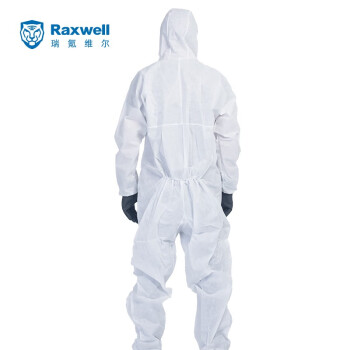 Raxwell带帽化学防护服 防静电连体服 白色 1件/袋 XL码 RW8123
