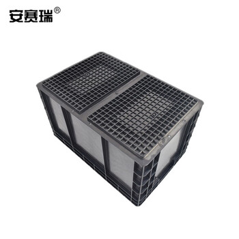 安赛瑞 防静电周转箱 收纳周转箱 整理收纳箱 电子元件盒塑胶框 600×400×340mm 黑色 不带盖 16335
