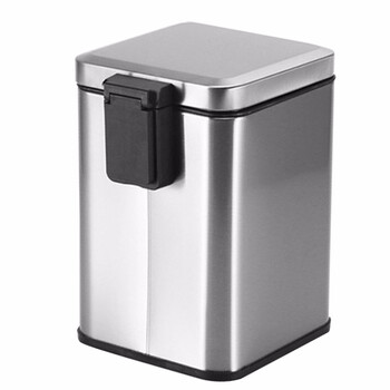 益美得 LK1026 不锈钢脚踏式垃圾桶方形卫生间脚踏带盖卫生桶办公室纸篓 12L