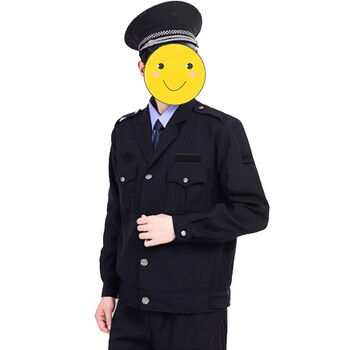 鸣固 保安服 物业门卫执勤服长袖劳保工作服套装 春秋保暖舒适执勤服  藏青夹克款