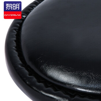 黎明 高脚凳吧台椅餐厅凳子靠背前台吧台凳休闲实木椅子皮椅黑色