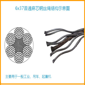 力炬 光面圆股钢丝绳 6*37-FC 直径82mm麻芯 (1米价)