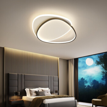 汉宫现代创意LED吸顶灯 黑白配色环状光源