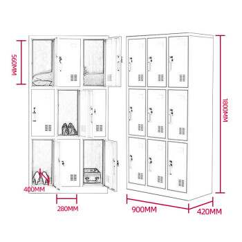 中伟九门更衣柜铁皮柜储物柜员工柜寄存包柜鞋柜