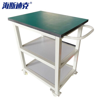 海斯迪克 HK-5147 防静电手推车工具物料车工作桌维修操作台带轮打包台 80*60*75双层