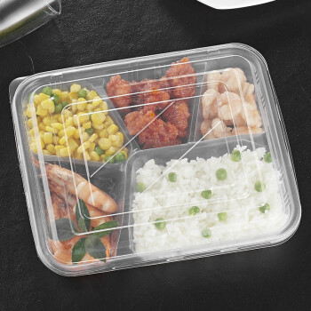 百厨坊 一次性餐盒塑料快餐外卖盒打包盒五格环保饭盒一次性饭盒5格