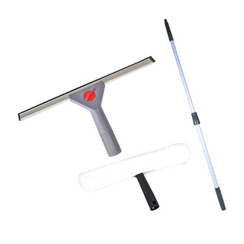 舒蔻 玻璃刮擦窗器伸缩杆刮子擦玻璃清洁工具刮水器刮刀保洁工具三件套 25CM+涂水器【白】+2.4米伸缩杆